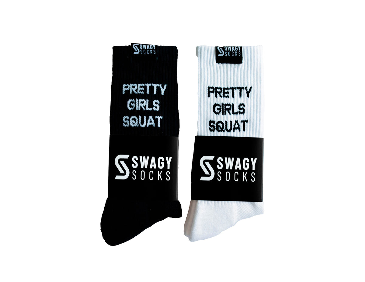 Pretty Girls Squat ™ - Crew Workout Socks – Swagy Socks